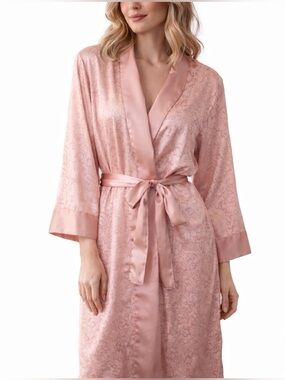 Victoria’s Secret Gold Label Vintage 90s Satin Pink Damask Robe Size M Lingerie
